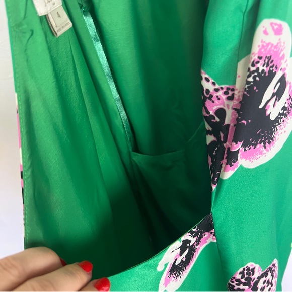 J. Crew high neck green dress mini floral key hole open back sleeveless sz. 4 - Picture 10 of 14